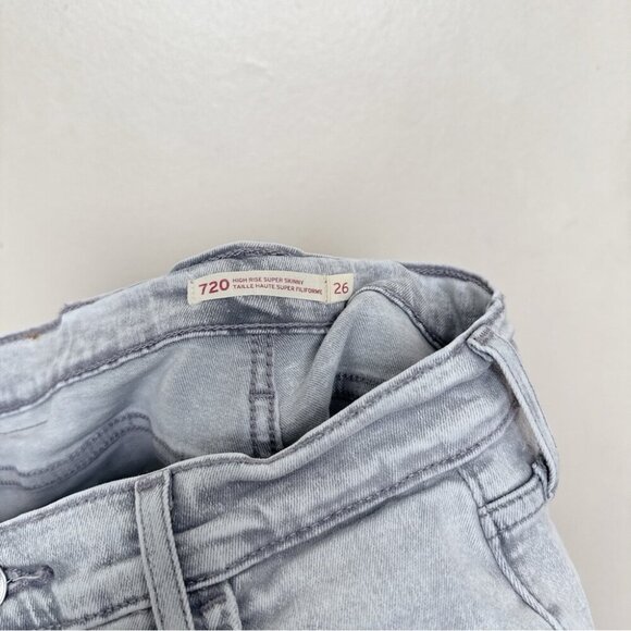 Levi's Womens 26 720 High Rise Super Skinny Jeans Grey Wash - Picture 9 of 16